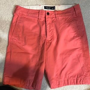 Men’s Abercrombie & Fitch Salmon Pink flat front shorts. Waist 28 with stretch